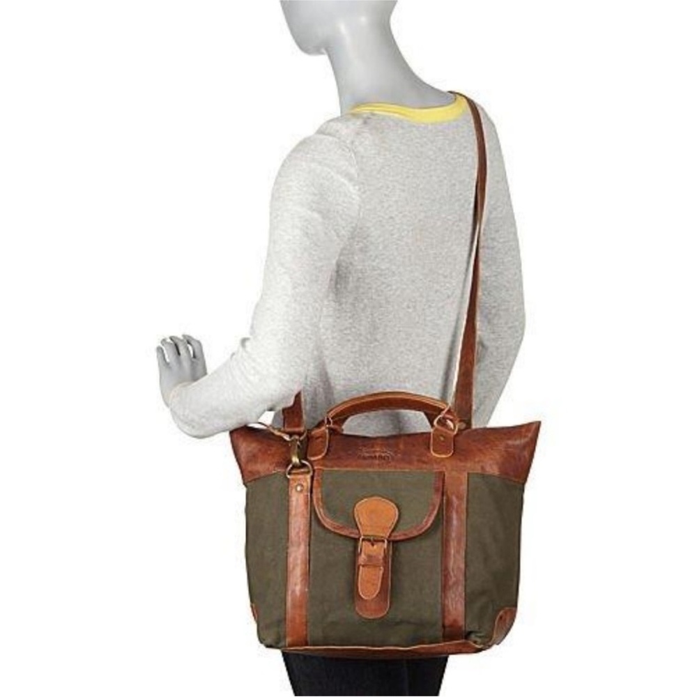 Sharo Satchel Leather Canvas Handbag